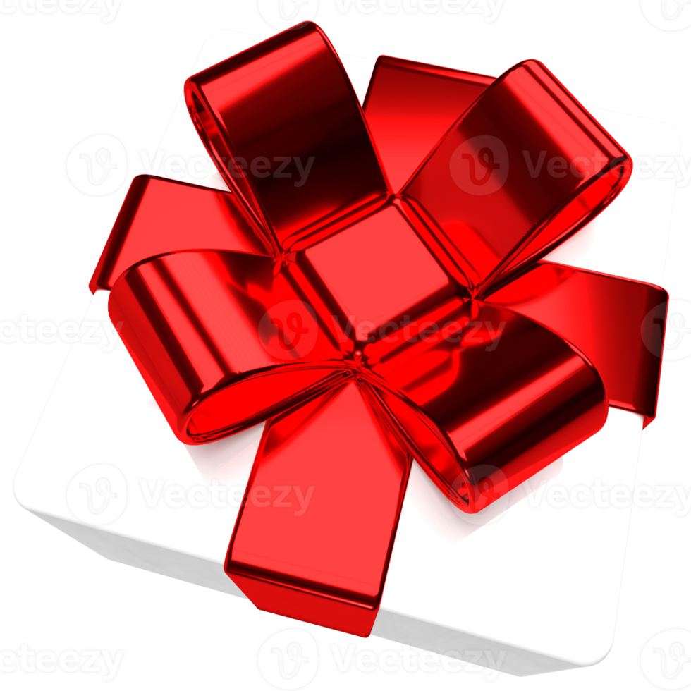 3d gift box icon. Christmas holiday white red gift wrap. png
