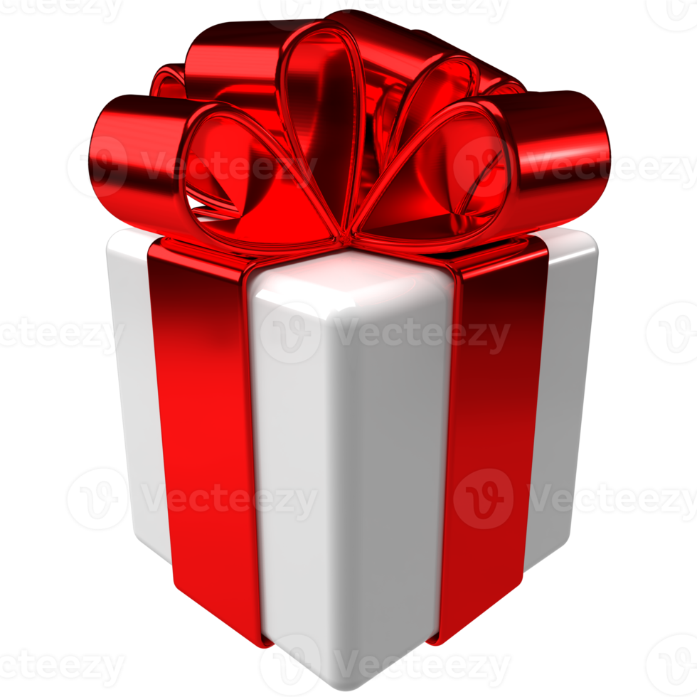 icône de boîte cadeau 3d. emballage cadeau rouge blanc de vacances de noël. png