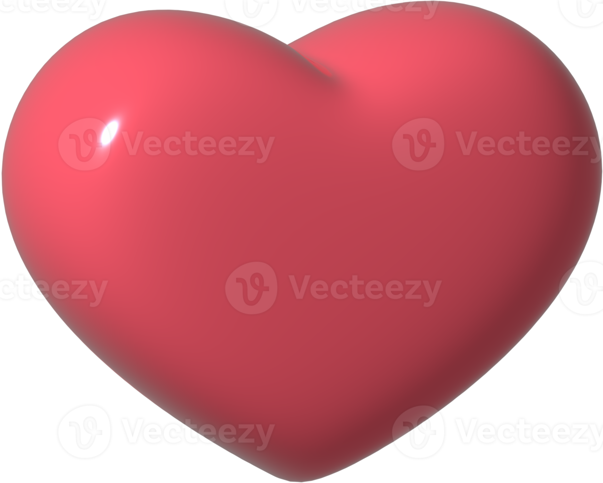 3D Heart icon. 3D holiday element for social media render illustration isolated on white background. Like symbol. Like notification, online social communication. png