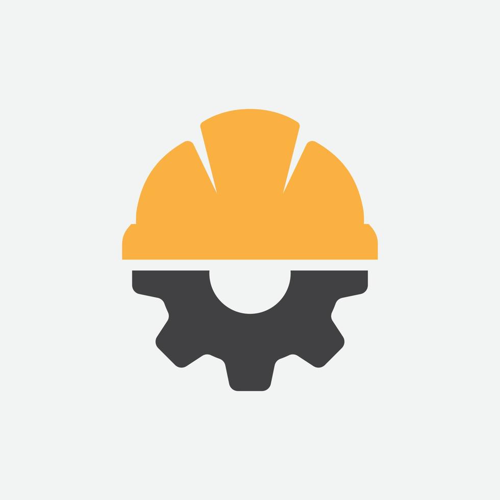 Helmet Construction with Gear Vector icon Design, helm logo gear vector