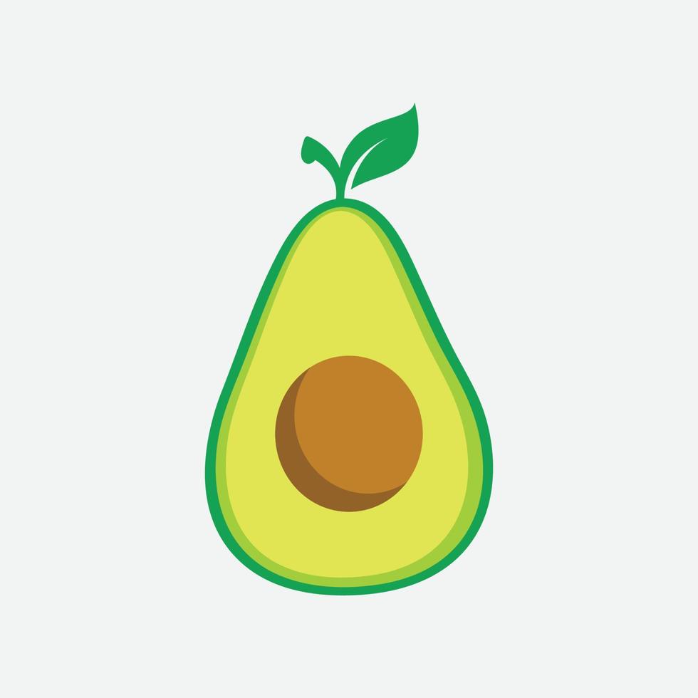 Avocado fruit logo template design, Avocado half with leaf vector design, Health food fruit illustration