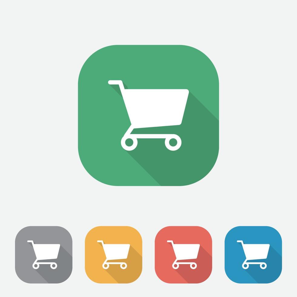 Buy, shop icon, shopping cart flat icon, colourful button, square vector sign with shadow effect. Flat style design.