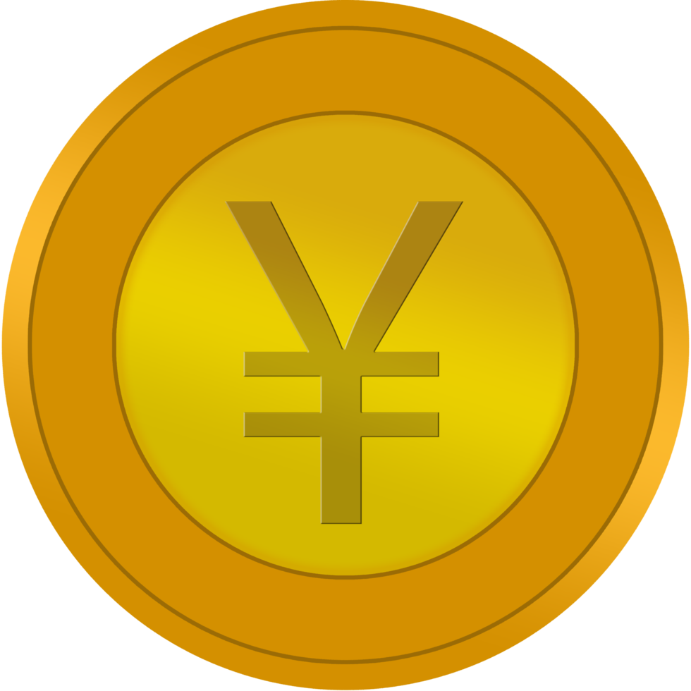 gold coin icon. With dollar sign , Yuan , Euro , Pound and Baht. illustration isolated on white background. png