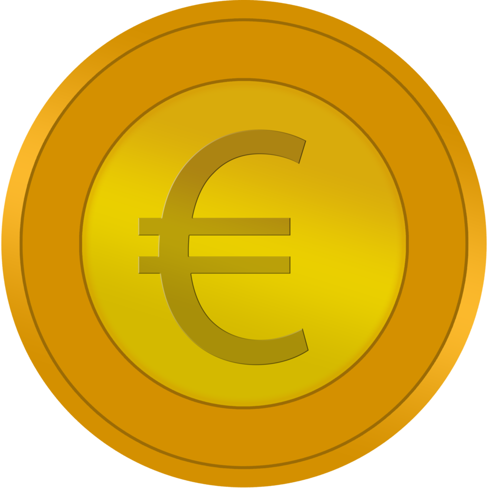 Symbol für Goldmünzen. mit Dollarzeichen, Yuan, Euro, Pfund und Baht. Illustration png