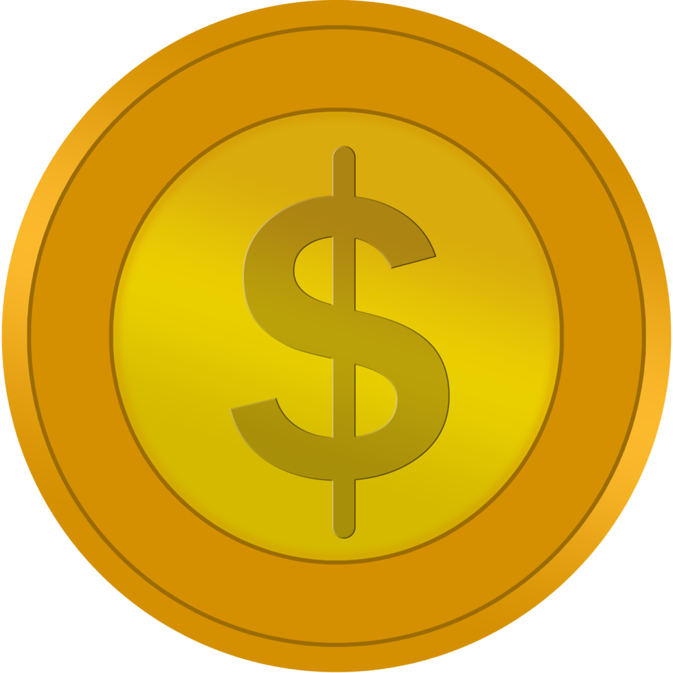 gold coin icon. With dollar sign , Yuan , Euro , Pound and Baht. illustration png
