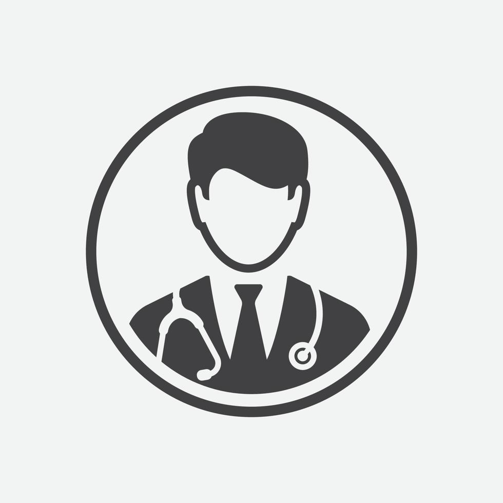 Doctor with stethoscope icon design, Physician doctor flat vector icon for apps and websites, doctor logo illustration