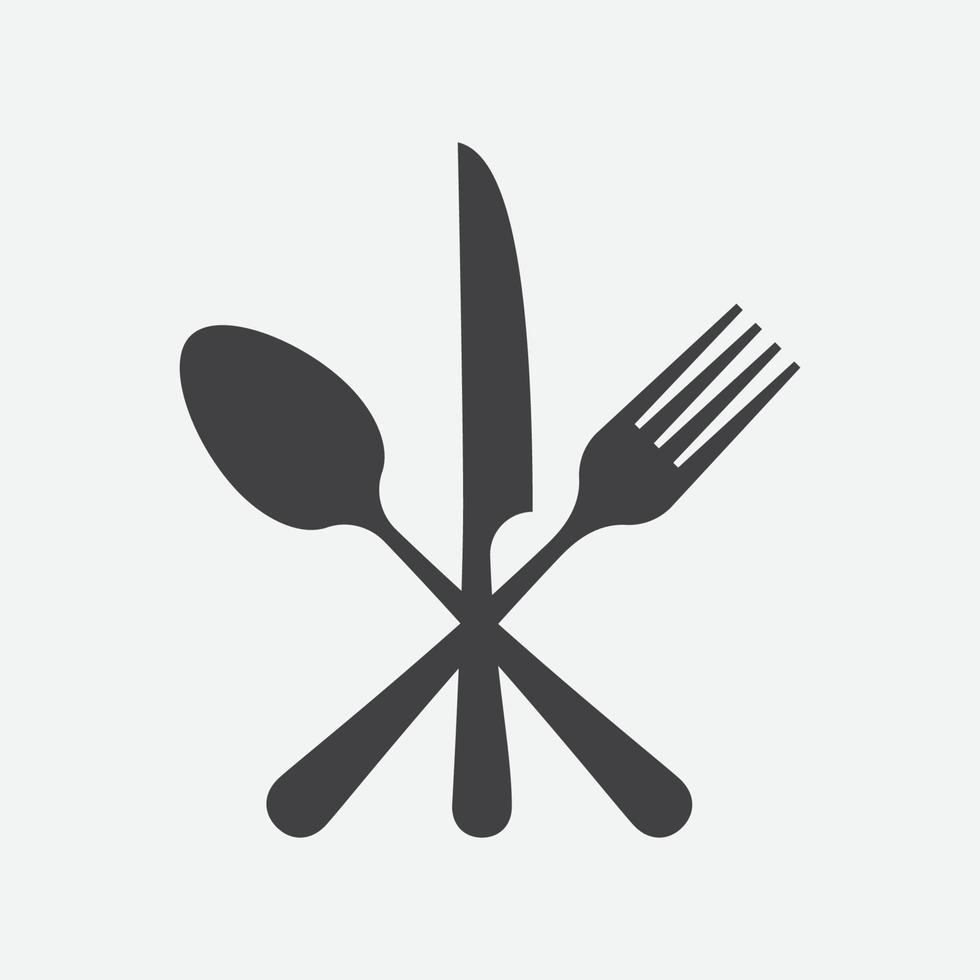 icono de cuchara, tenedor y cuchillo, símbolo cruzado, ilustración de vector plano de restaurante, símbolo de restaurante, vector de icono de cocina