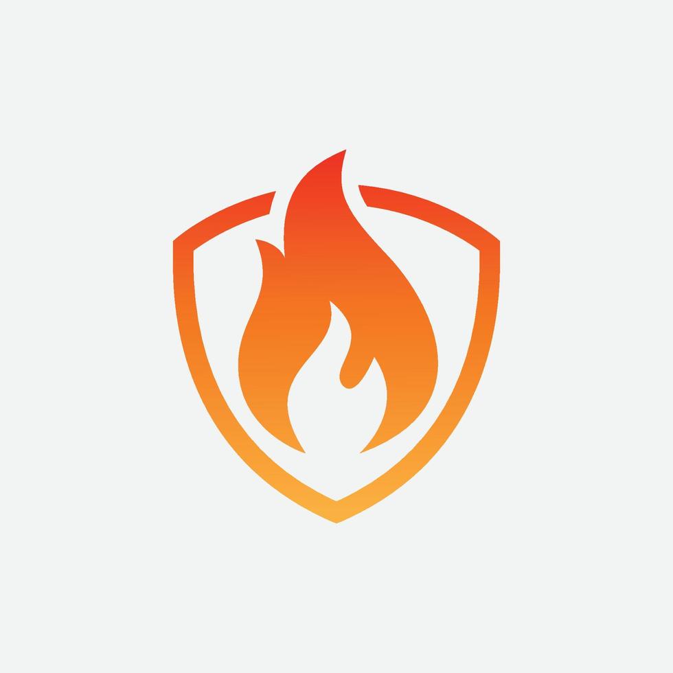 plantilla de vector de diseño de logotipo de escudo de fuego, concepto de logotipo de fuego de escudo, símbolo de icono de escudo de fuego, icono de protección contra incendios, icono de vector de seguridad, icono de protección