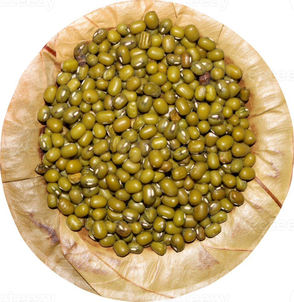 Mung Beans on a Sal Tree Leaf Plate. png