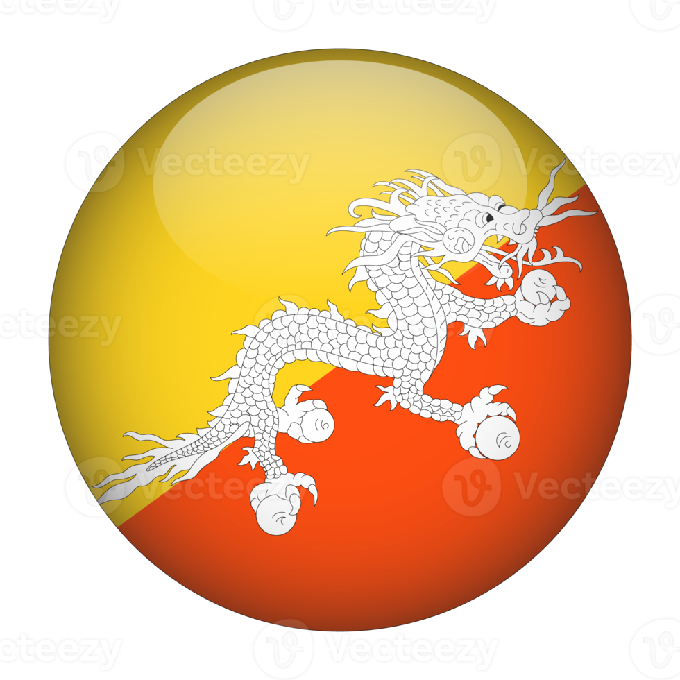 Bhutan 3D Rounded Flag with no Background png