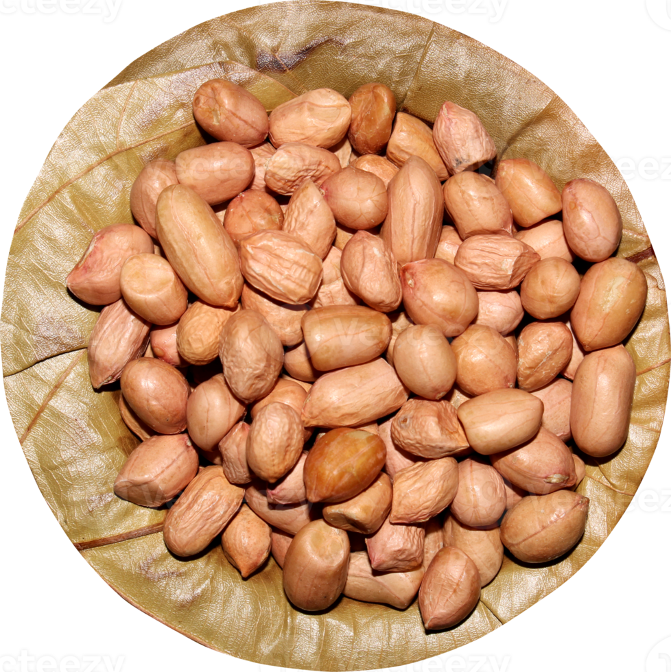 Peanuts on a Sal Tree Leaf Plate. png