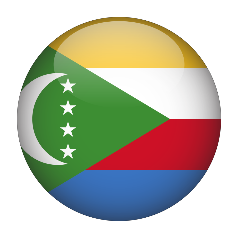 Comoros 3D Rounded Flag with Transparent Background png