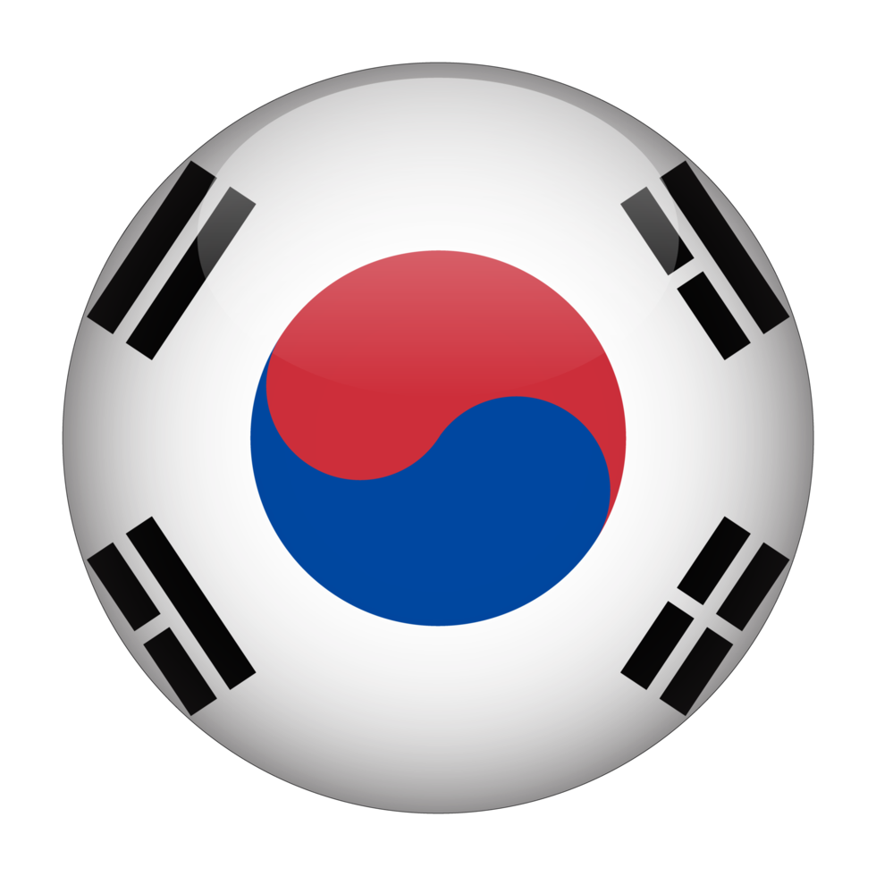 drapeau arrondi 3d corée du sud avec fond transparent png