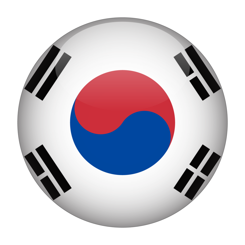 South Korea 3D Rounded Flag with Transparent Background png