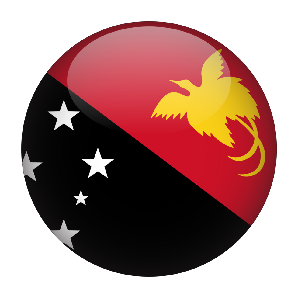 papua nova guiné bandeira 3d arredondada com fundo transparente png