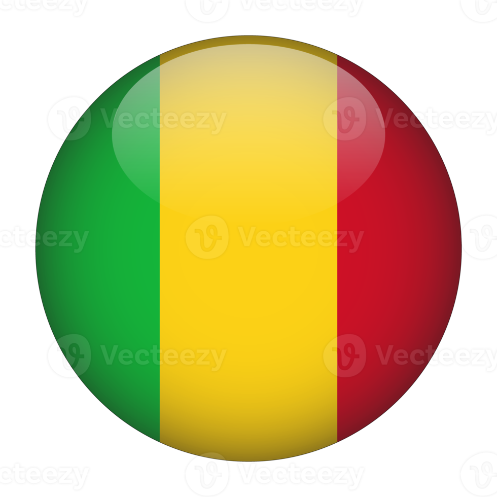 Mali 3D Rounded Flag with Transparent Background png
