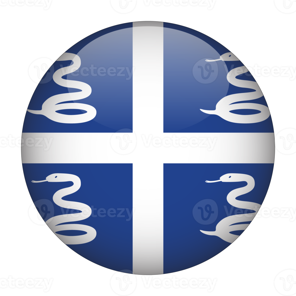 Martinique 3D Rounded Flag with Transparent Background png