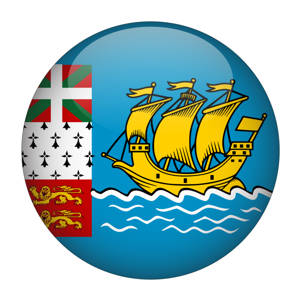 Saint Pierre and Miquelon 3D Rounded Flag with Transparent Background png