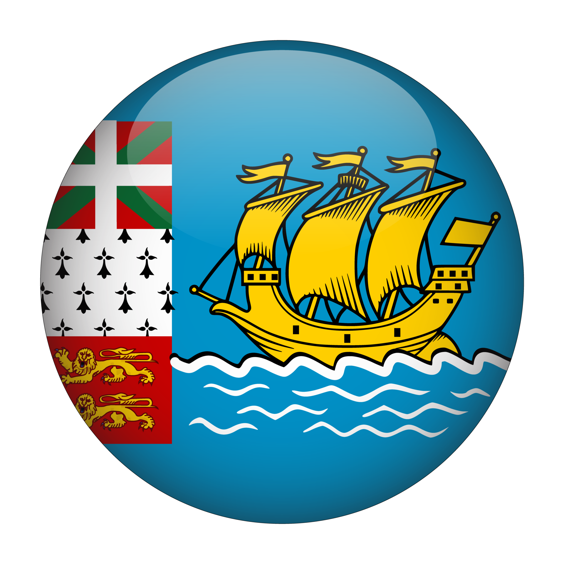 Saint Pierre and Miquelon 3D Rounded Flag with Transparent Background 15271996 PNG