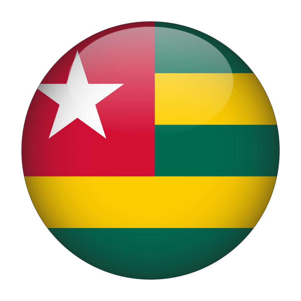 Togo 3d avrundad flagga med transparent bakgrund png