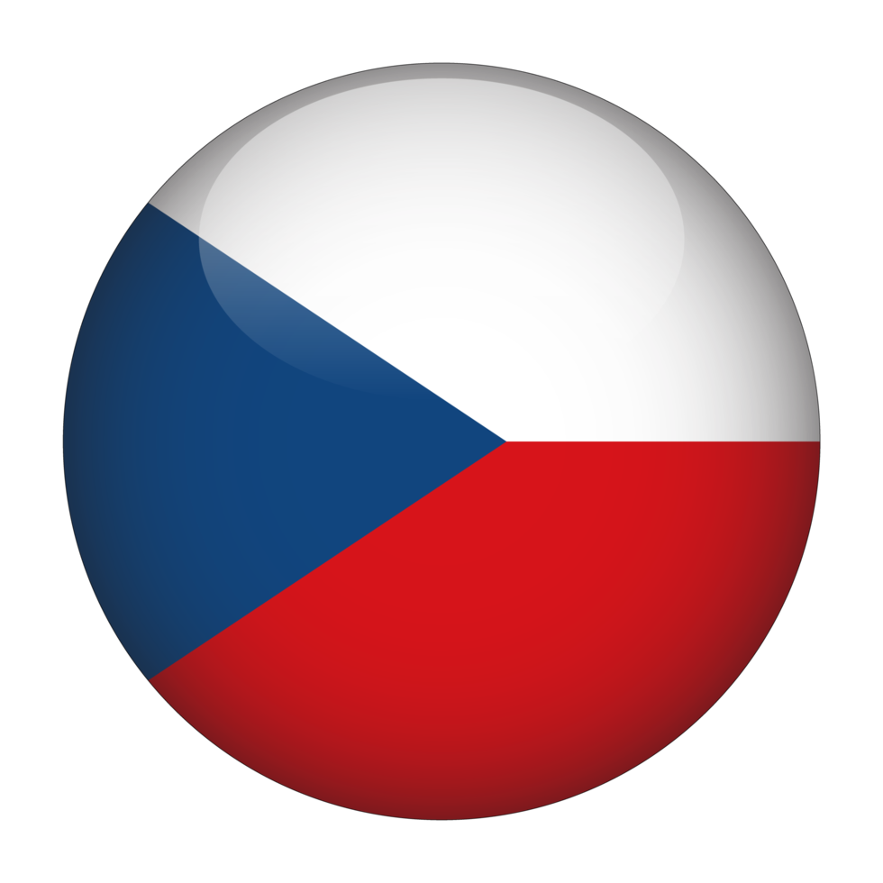 Czech Republic 3D Rounded Flag with Transparent Background png