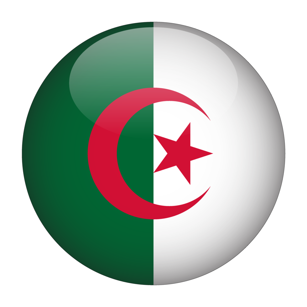 algerien 3d abgerundete flagge ohne hintergrund png