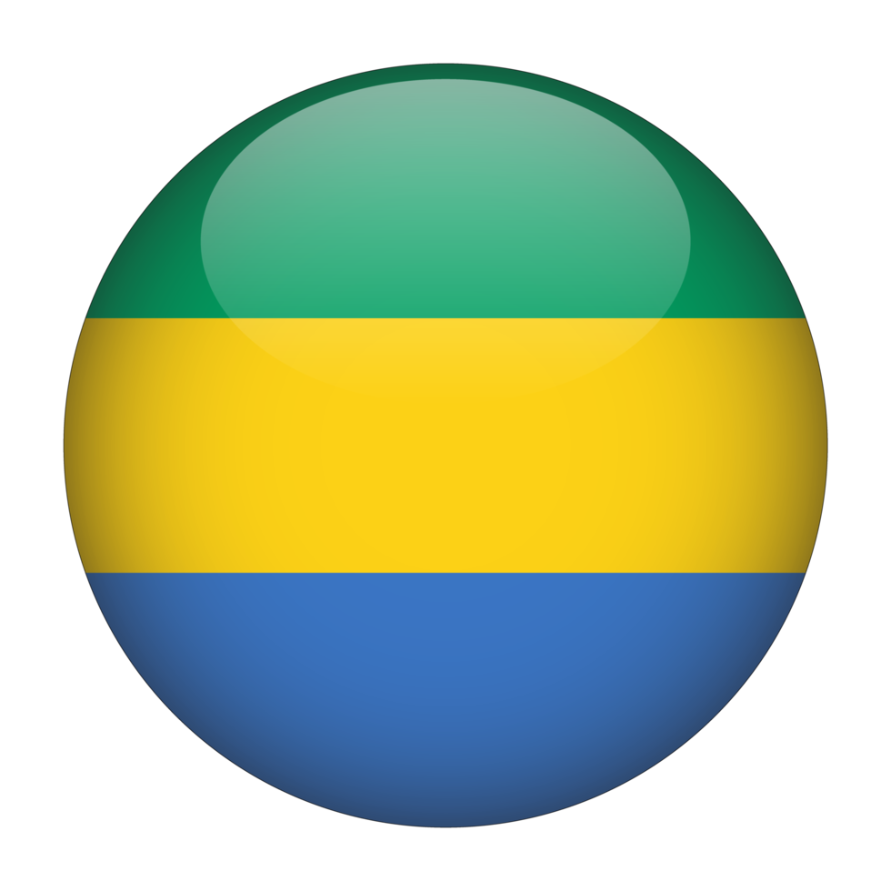 Gabon 3D Rounded Flag with Transparent Background png