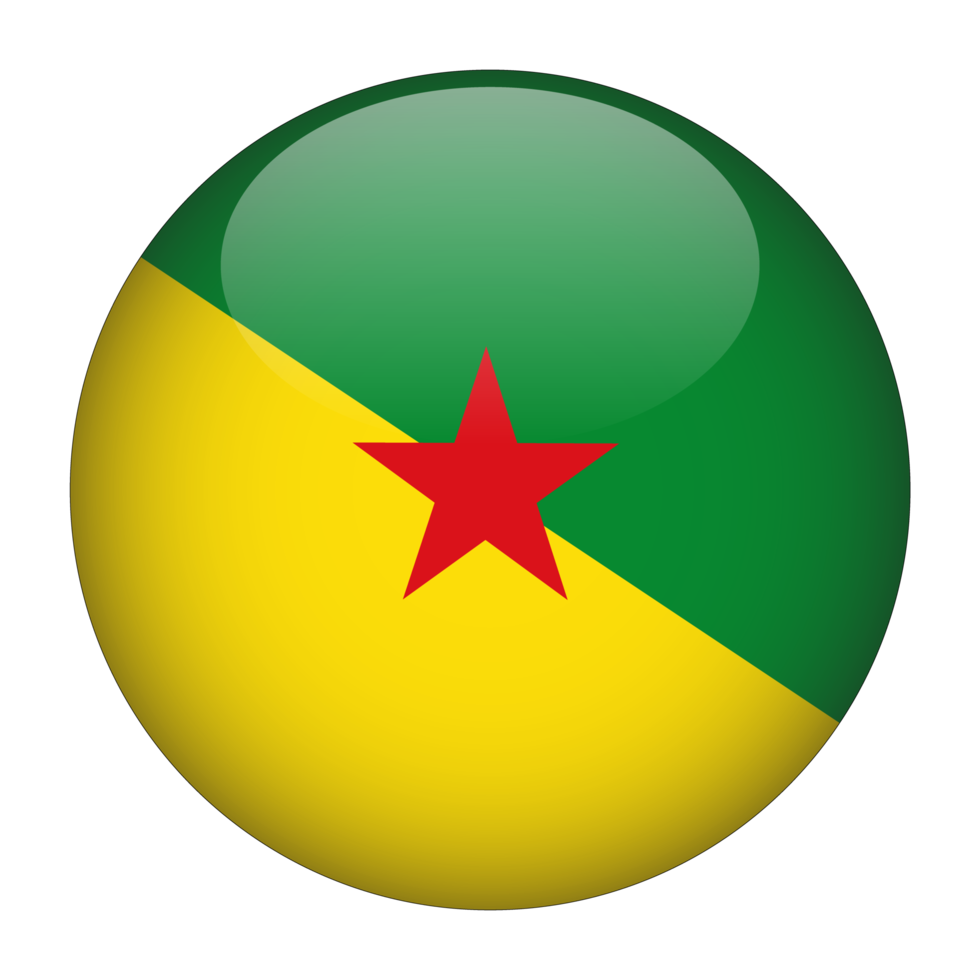 Frans Guyana 3d afgeronde vlag met transparant achtergrond png