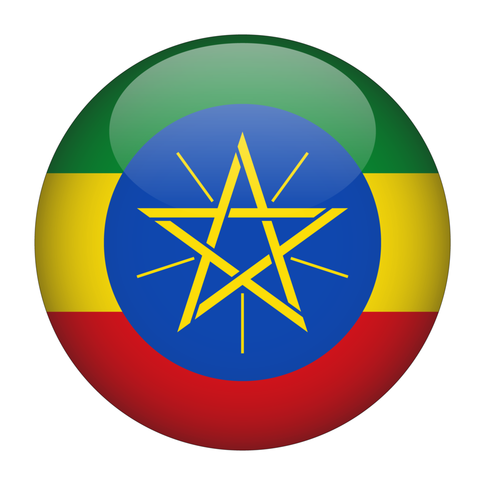 Ethiopië 3d afgeronde vlag met transparant achtergrond png