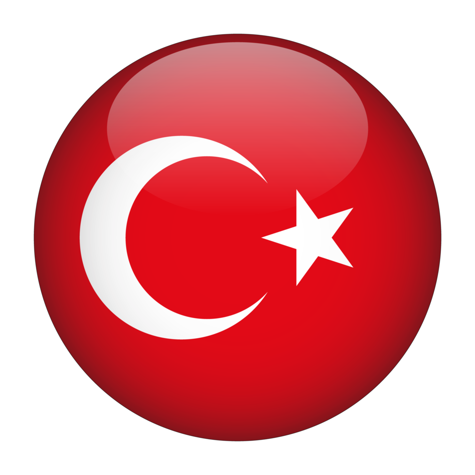 Turkey 3D Rounded Flag with Transparent Background png