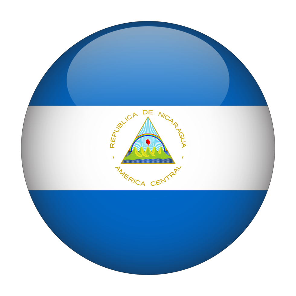 Nicaragua 3D Rounded Flag with Transparent Background png