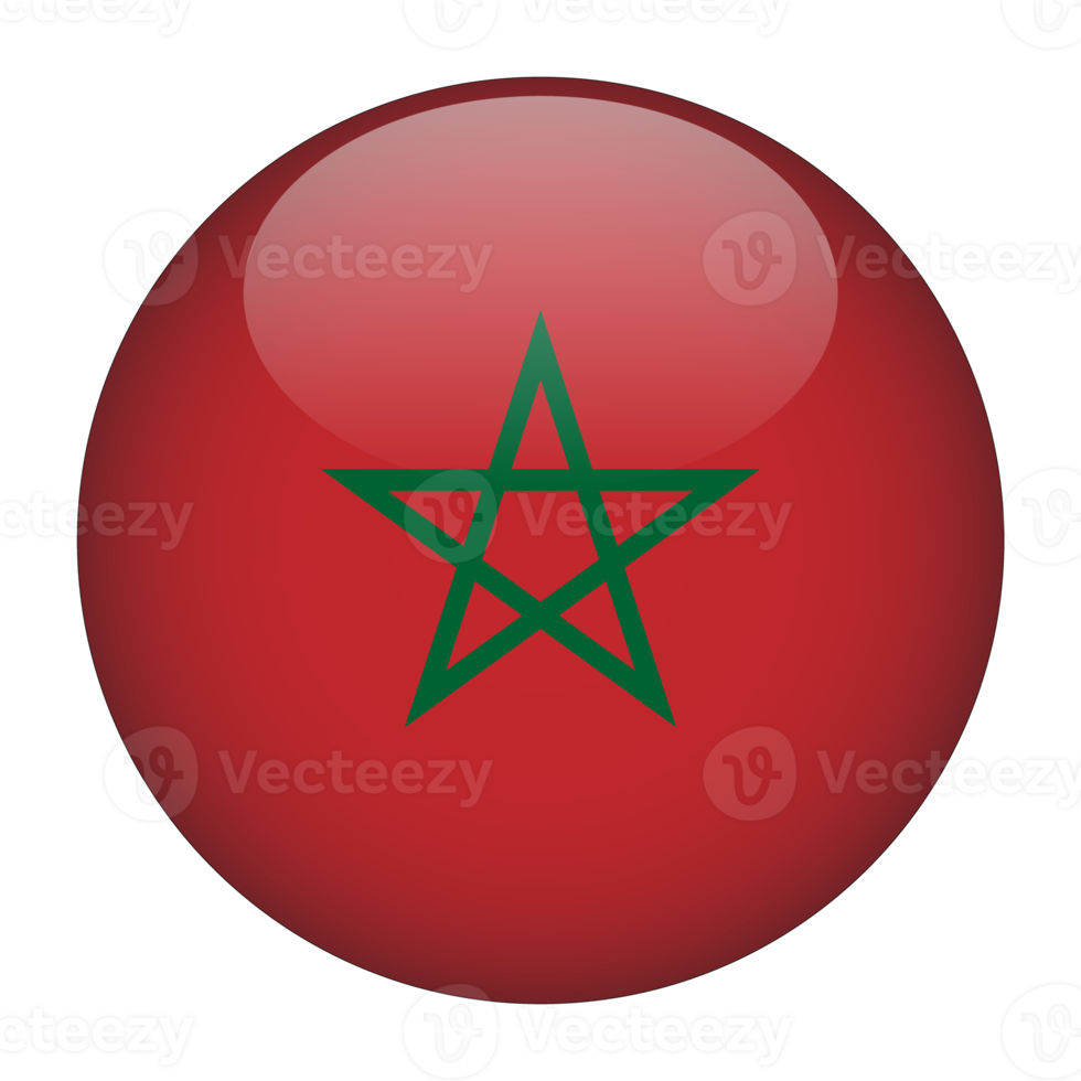 Morocco 3D Rounded Flag with Transparent Background png