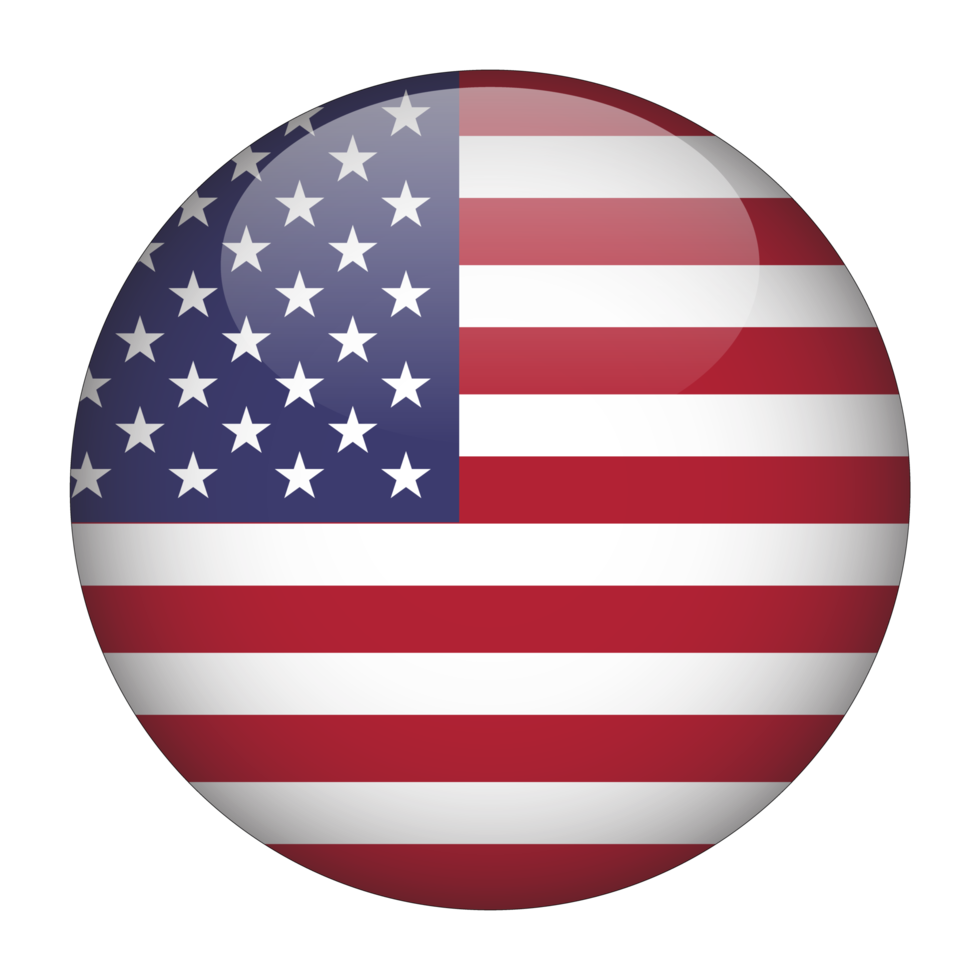 bandeira arredondada 3d dos estados unidos com fundo transparente png