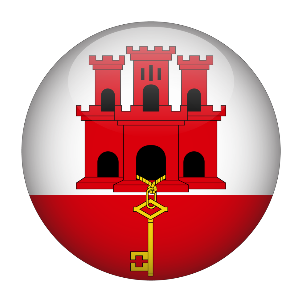 gibraltar 3d avrundad flagga med transparent bakgrund png