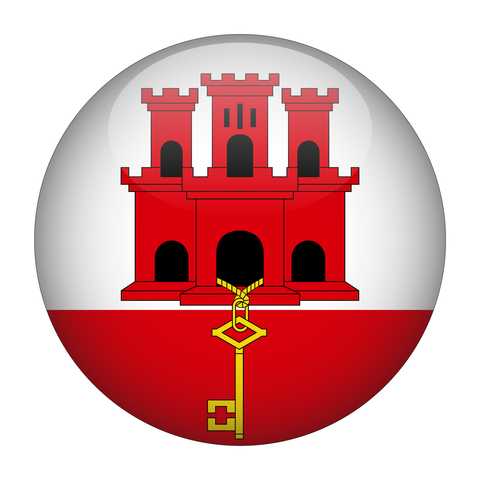 Gibraltar 3D Rounded Flag with Transparent Background 15272030 PNG