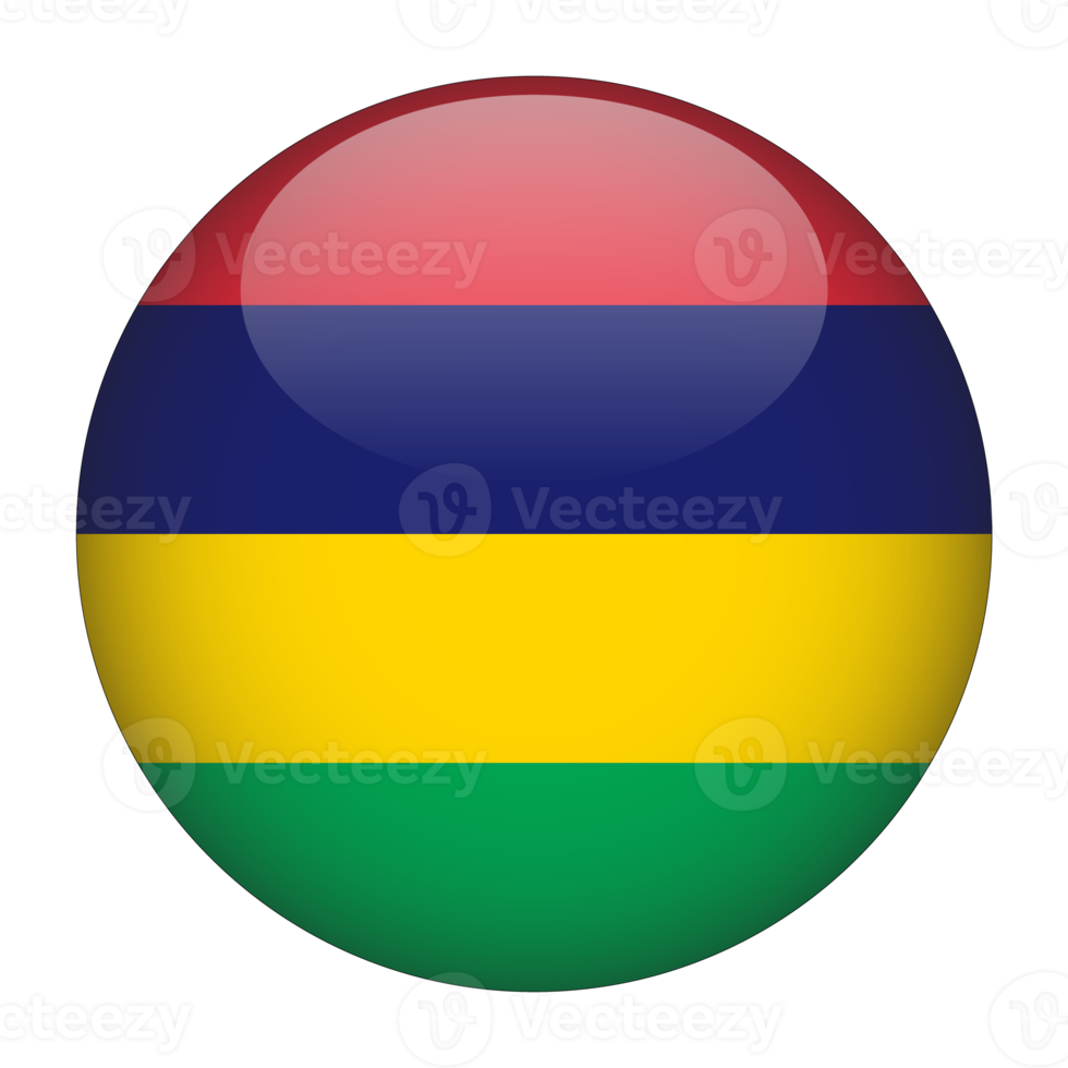 mauritius 3d arrotondato bandiera con trasparente sfondo png