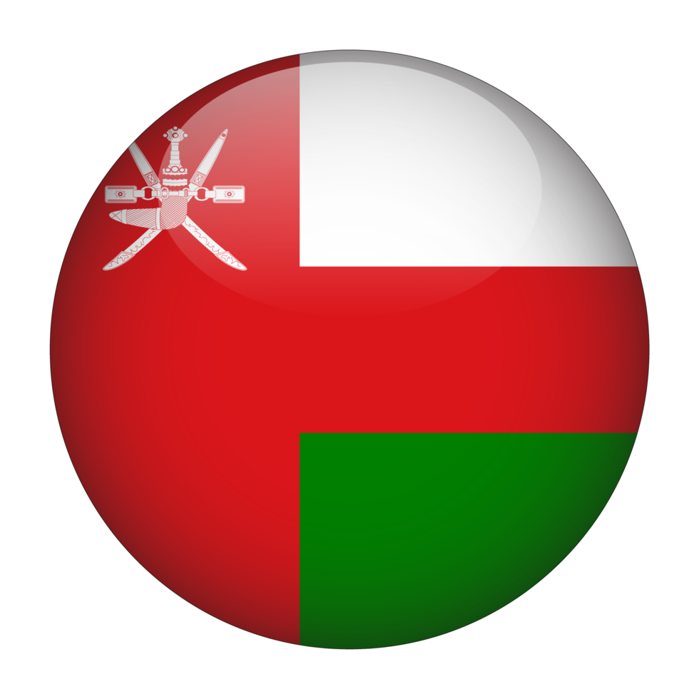 Oman 3D Rounded Flag with Transparent Background png