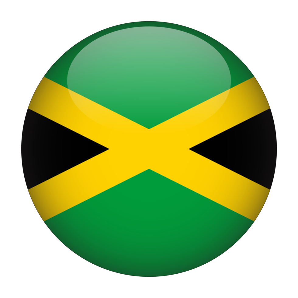 Jamaica 3d afgeronde vlag met transparant achtergrond png