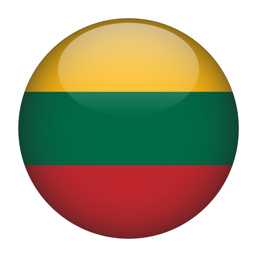 Lithuania 3D Rounded Flag with Transparent Background png