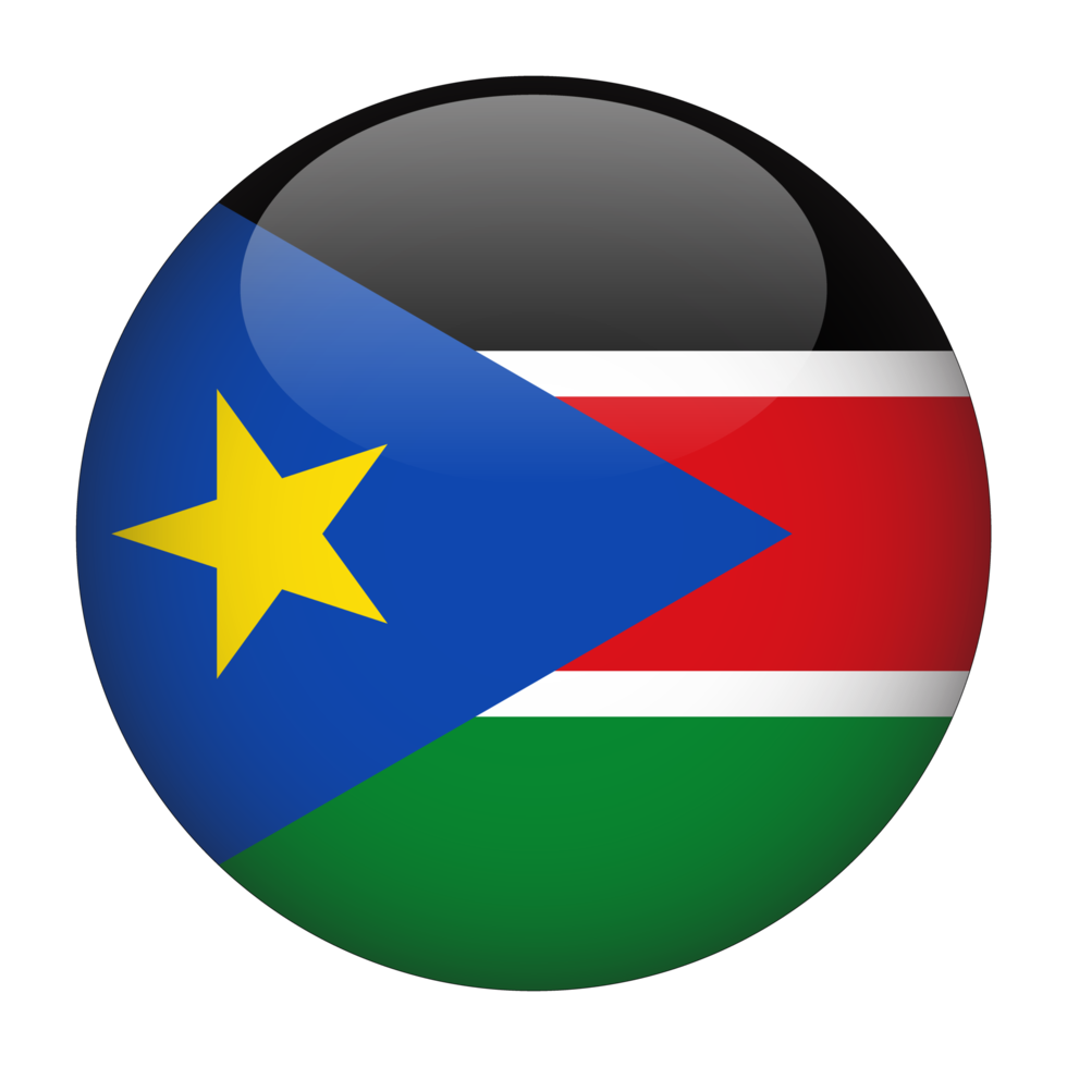 bandera redondeada 3d de sudán del sur con fondo transparente png