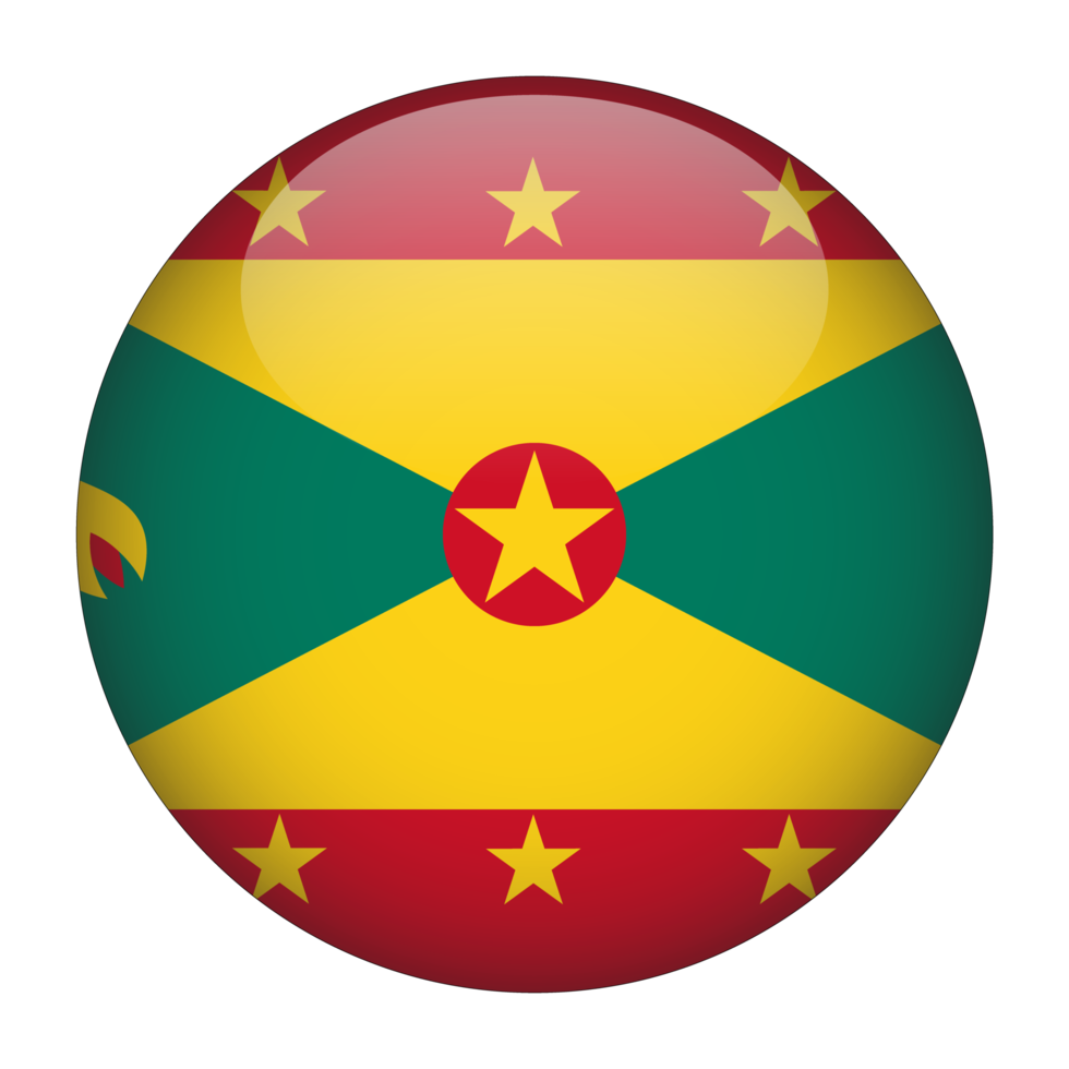 Grenada 3D Rounded Flag with Transparent Background png