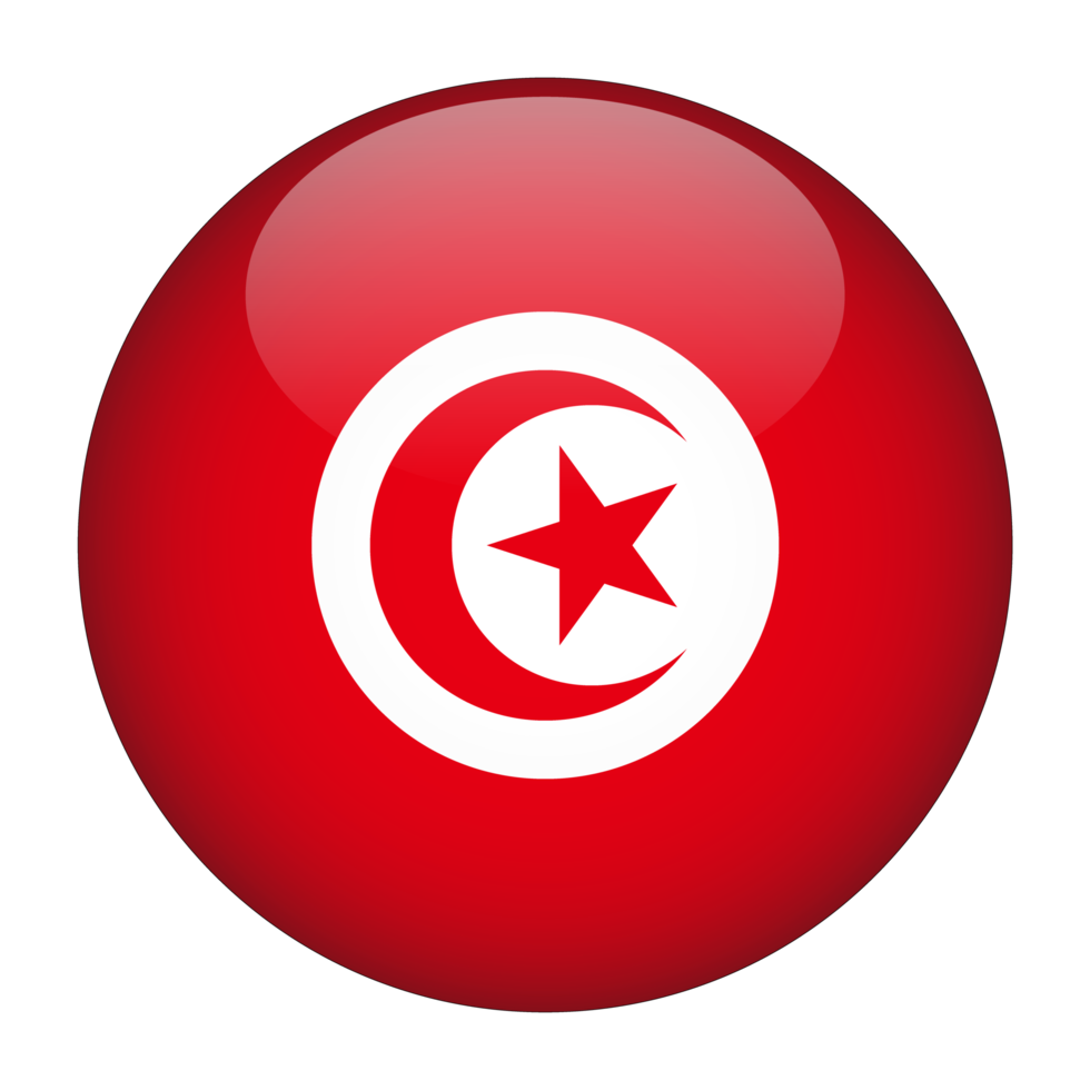 tunísia 3d bandeira arredondada com fundo transparente png