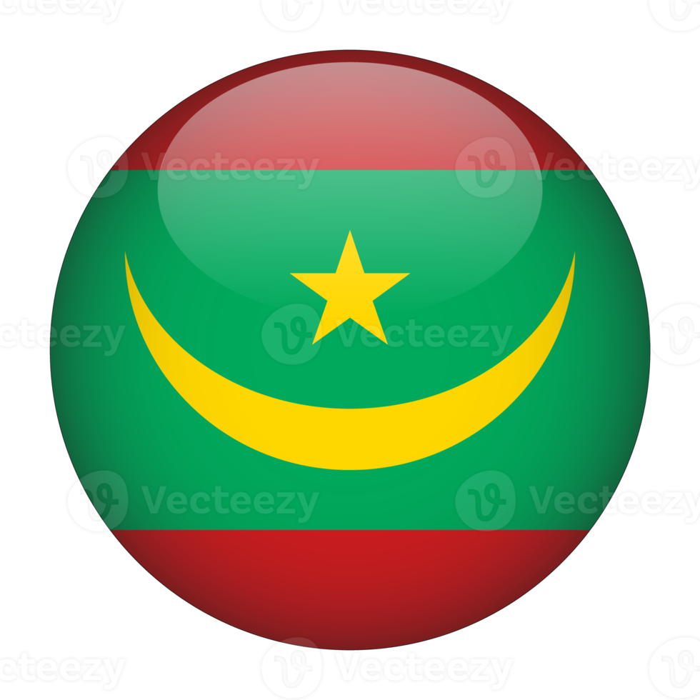 Mauritania 3D Rounded Flag with Transparent Background png