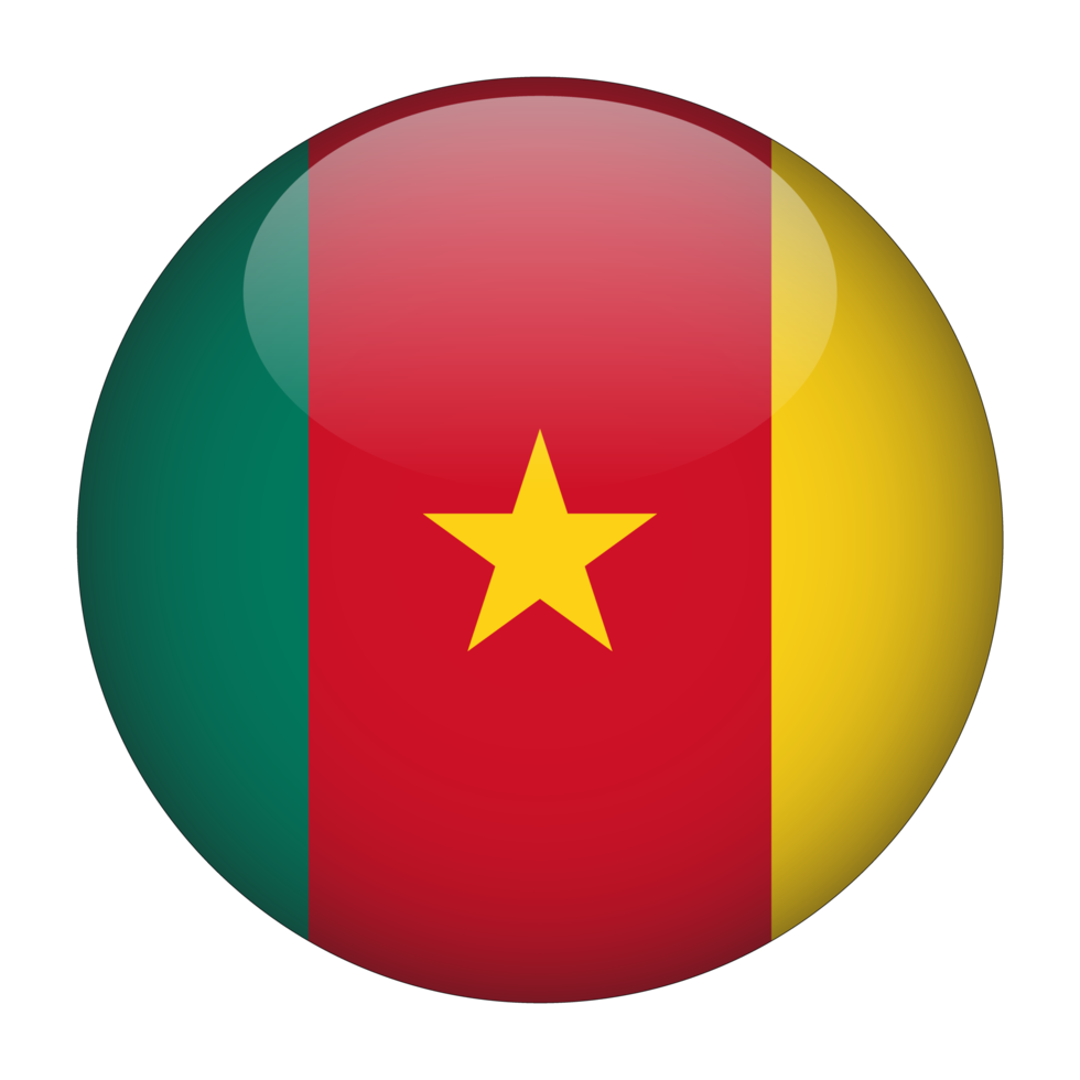 cameroon 3d avrundad flagga med transparent bakgrund png