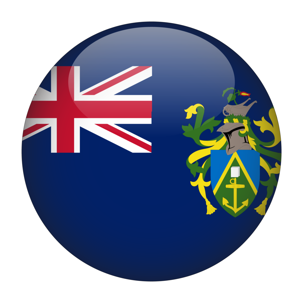 Pitcairn Islands 3D Rounded Flag with Transparent Background png