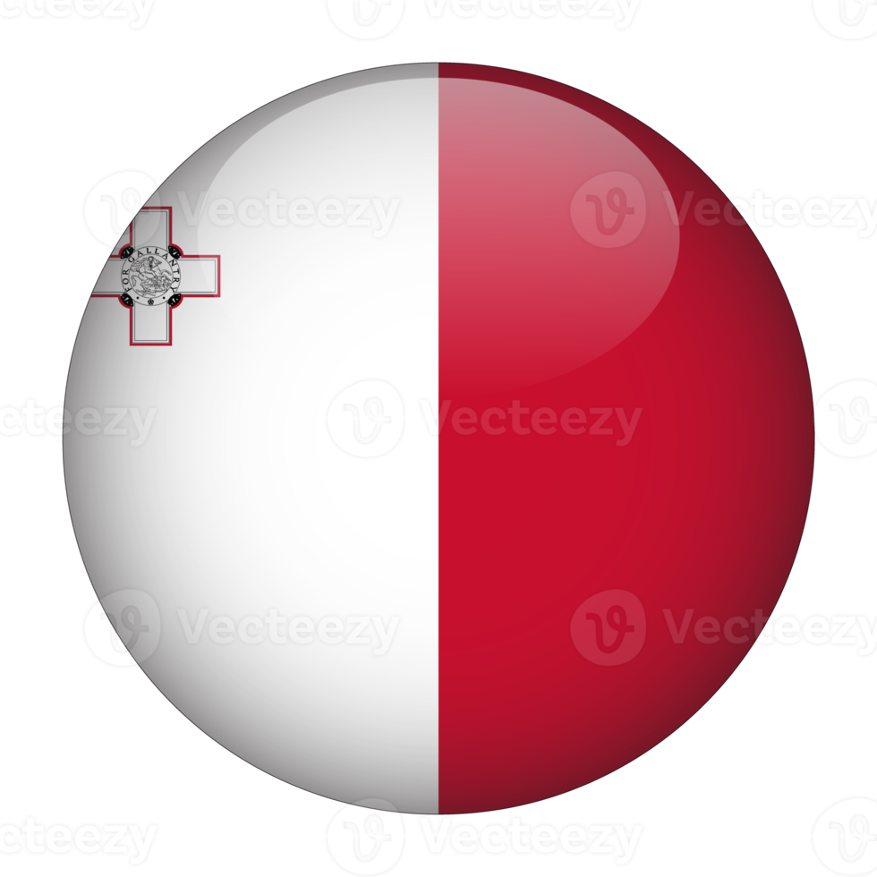 Malta 3D Rounded Flag with Transparent Background png