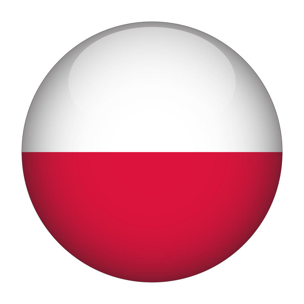 bandera redondeada 3d de polonia con fondo transparente png