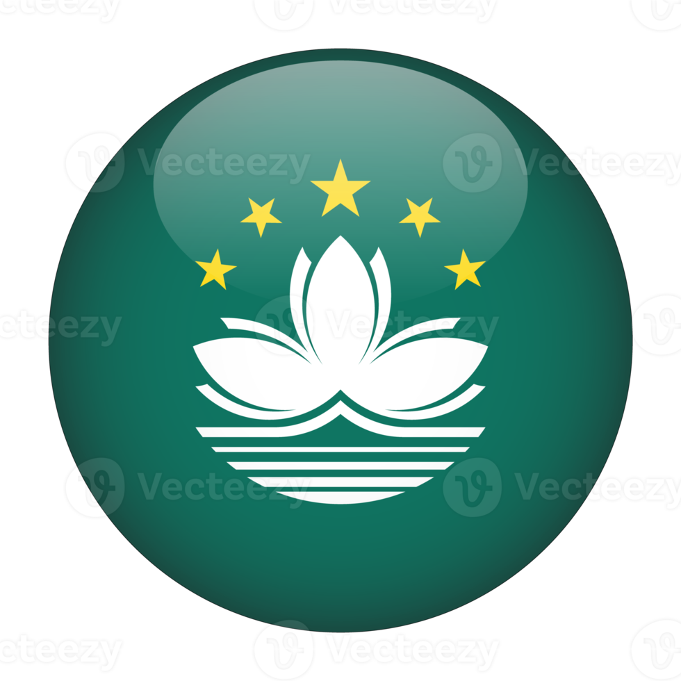 Macau 3D Rounded Flag with Transparent Background png