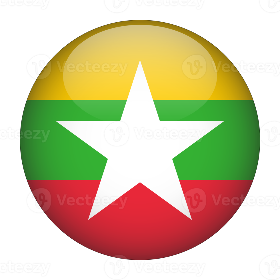 Myanmar 3D Rounded Flag with Transparent Background png