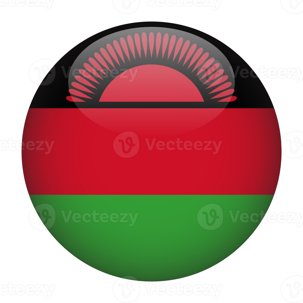 Malawi 3D Rounded Flag with Transparent Background png